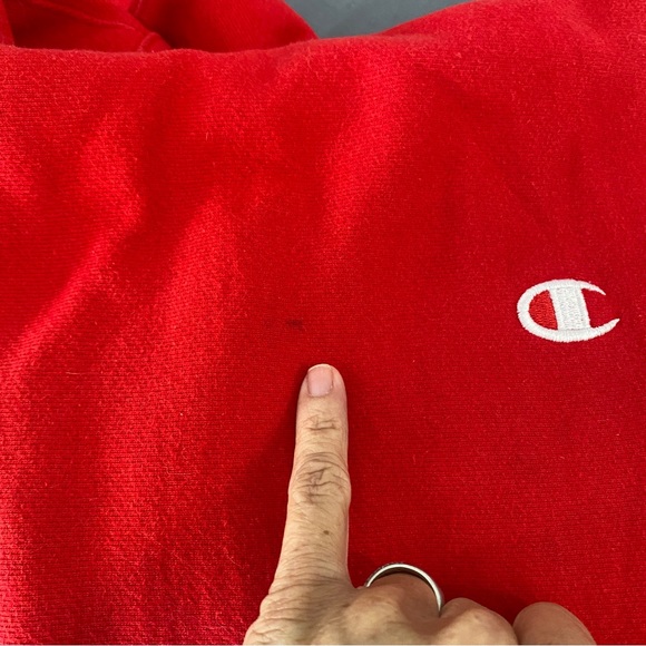 Vintage Champion Reverse Weave Ruby Red hoodie sweatshirt Size Medium - Picture 10 of 15